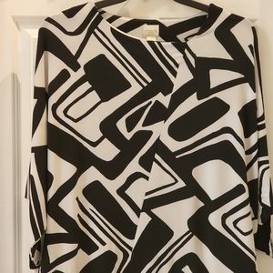 Chico's geometric top black and white size 3 or extra-large